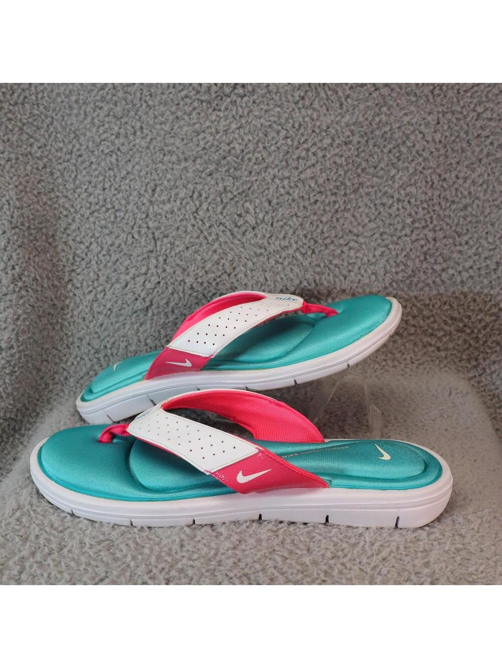 Nike Comfort Pink Teal Sandals Flip Flop Women 11 354925-106